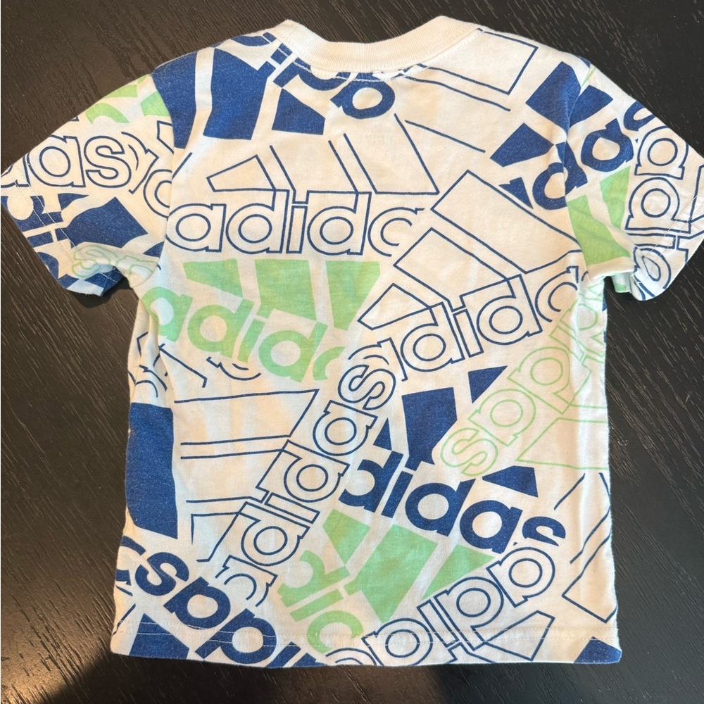 Adidas Toddler Blue and Green Tee with Shorts - Picture 3 of 9